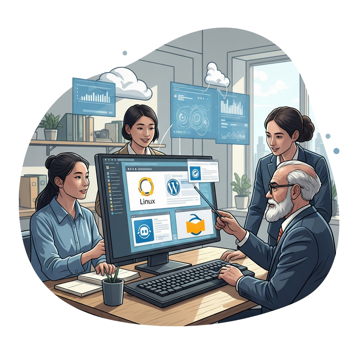 Team arbeitet mit Open Source Software und KI